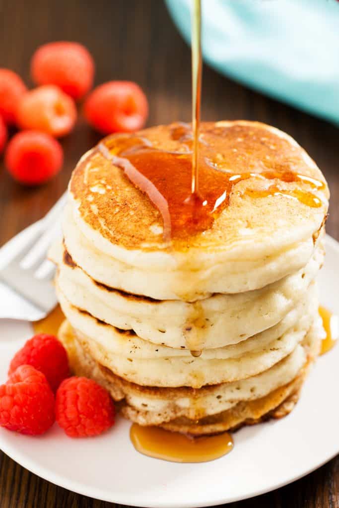 Buttermilk Pancakes with Syrup and Berries