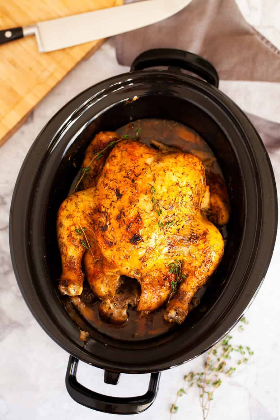 How To Make Rotisserie Chicken in Your Crockpot! - The Kitchen Magpie