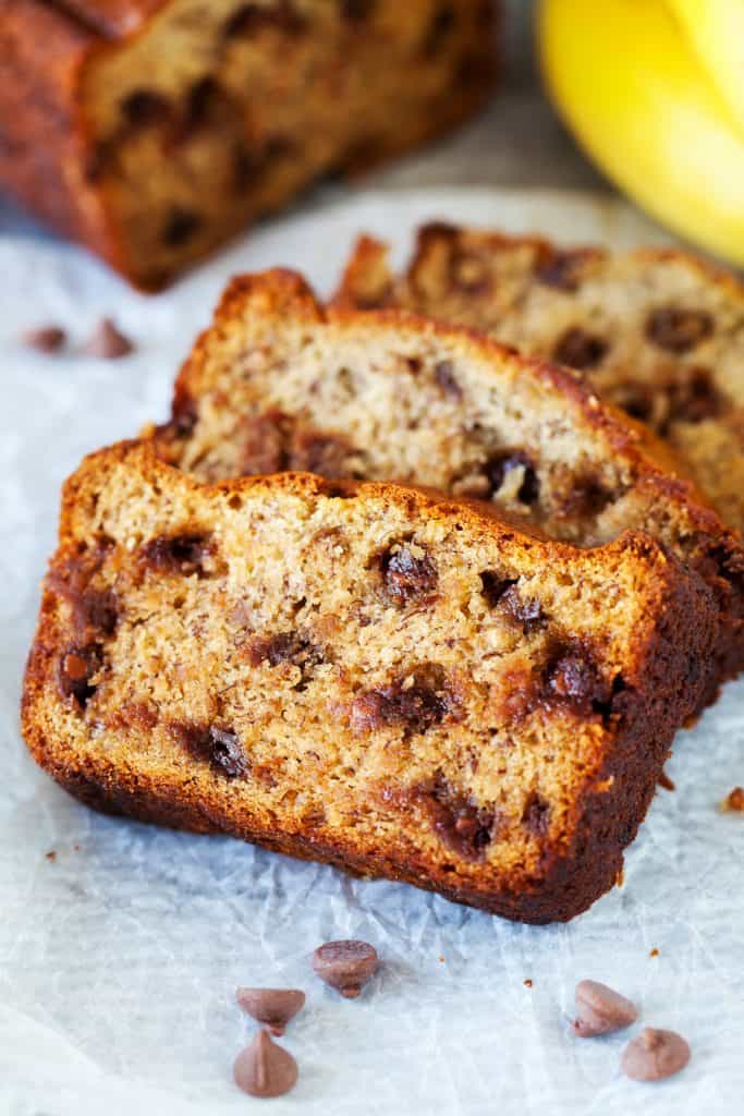 Slices of Chocolate Chip Banana Bread