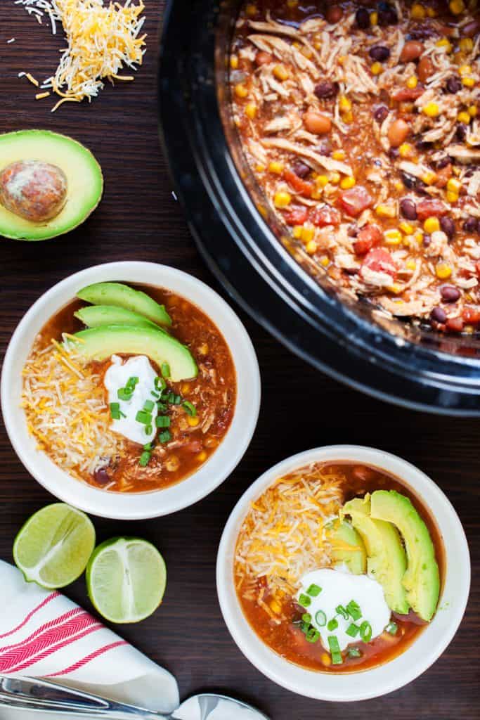 Easy Slow Cooker Chicken Taco Soup (No Chopping) + Video - Kristine's  Kitchen