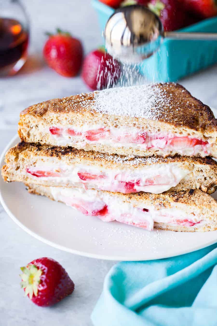 Cream Cheese Strawberry Stuffed French Toast - I Am Homesteader