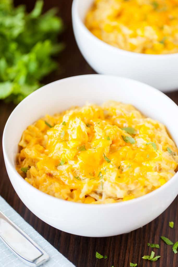 SLOW COOKER CHEESY CORN CHICKEN CASSEROLE