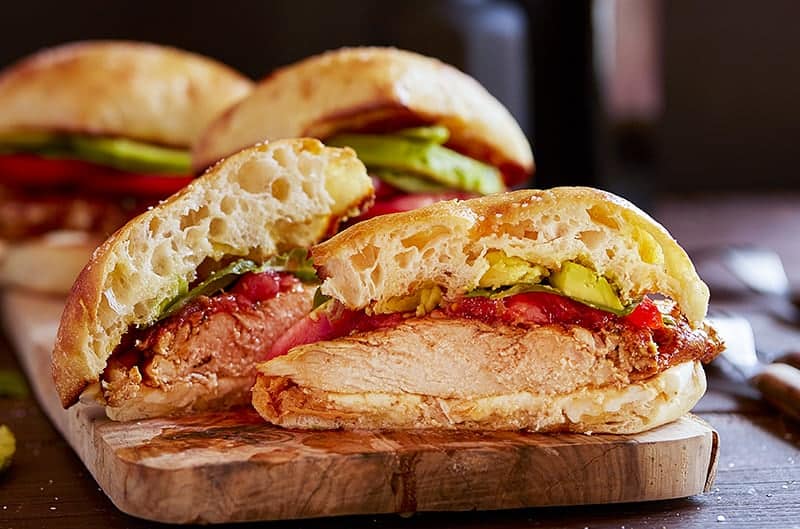 Sliced Chicken Caprese Sandwich