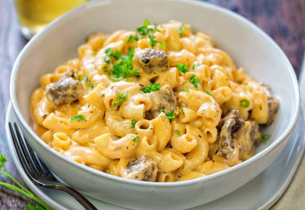 Beer Macaroni and Cheese with Steak!
