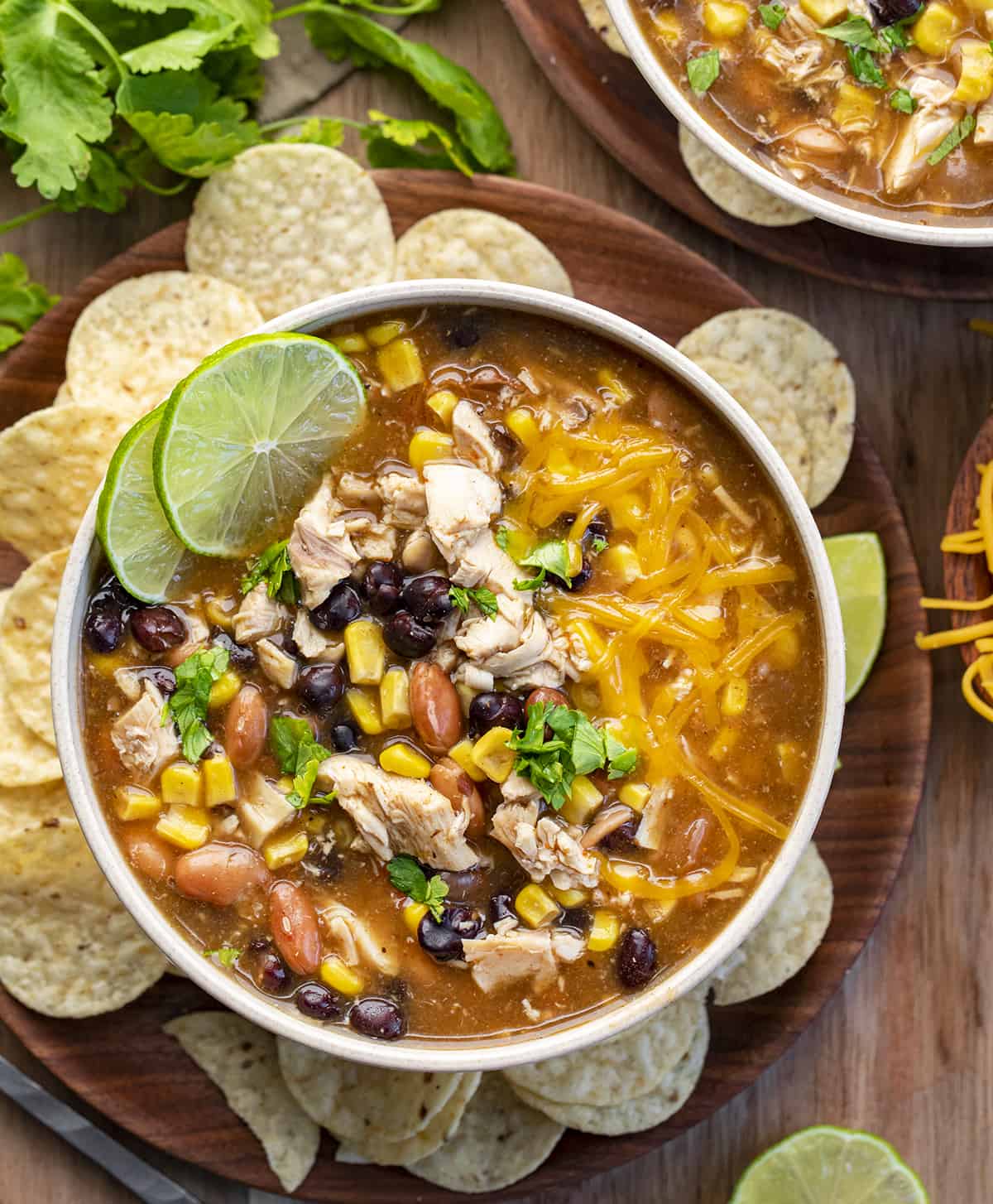 Bowl of 7 Can Chicken Taco Soup from Overhead with Chips and Cheese nearby. Soup, Summer Soups, Easy Soups, Cheap Soup Recipes, Simple Soups, Chicken Taco Soup, Mexican Soup, Appetizer, Tortilla Chips, Thick Soups, Dinner, Chicken Recipes, recipes, i am homesteader, iamhomesteader