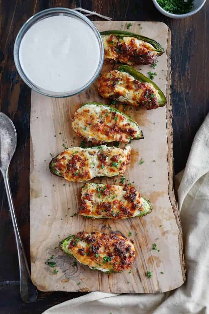 Jalapeno Poppers with Sausage and Ranch Dip