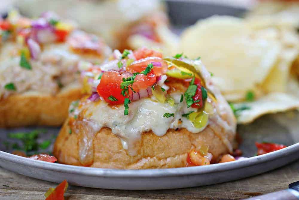 Open Faced Tuna Melt with Fresh Tomato Relish