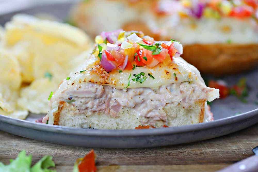 Open Faced Tuna Melt Recipe with Fresh Tomato Relish