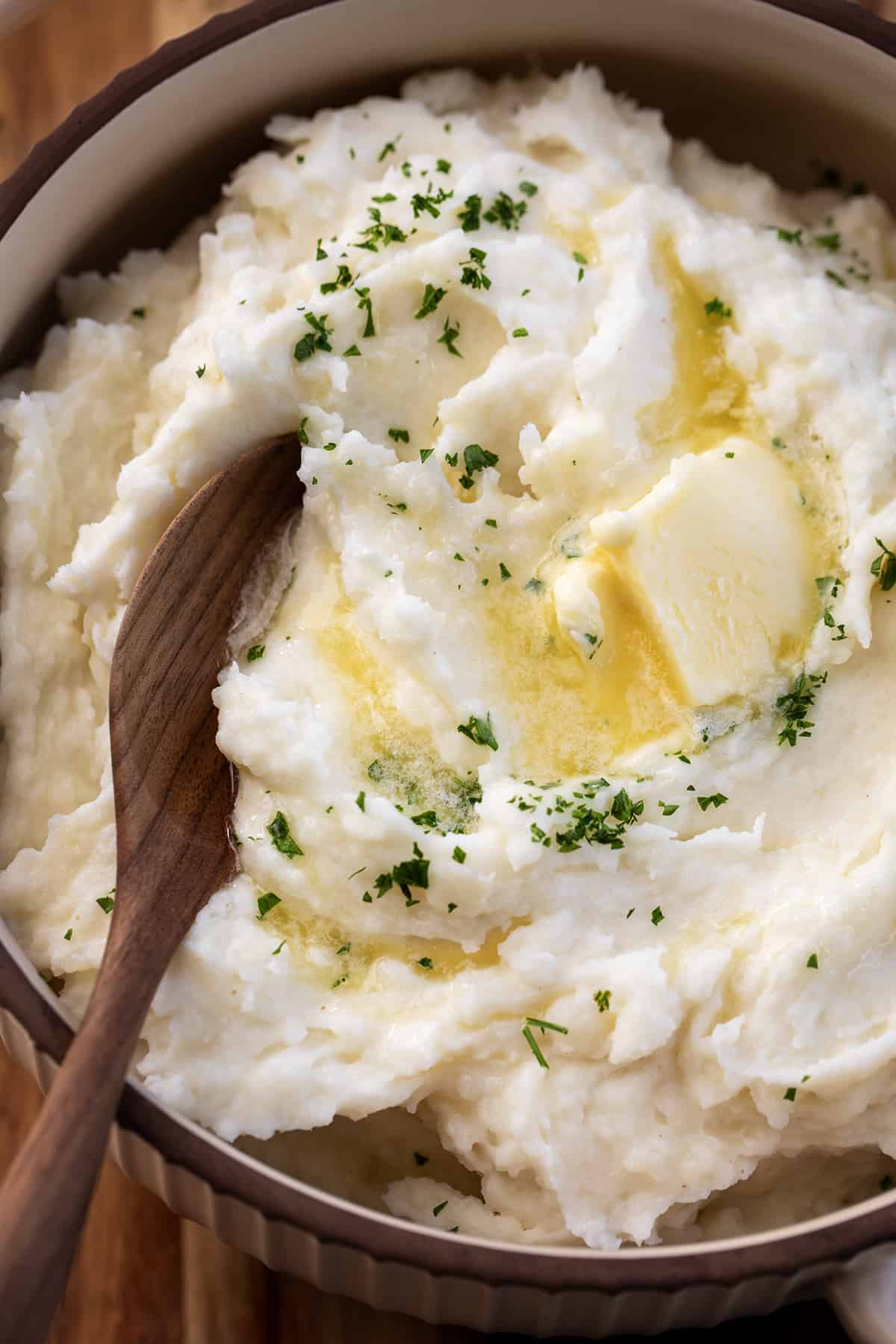 Close up of Creamy Country Mashed Potatoes.