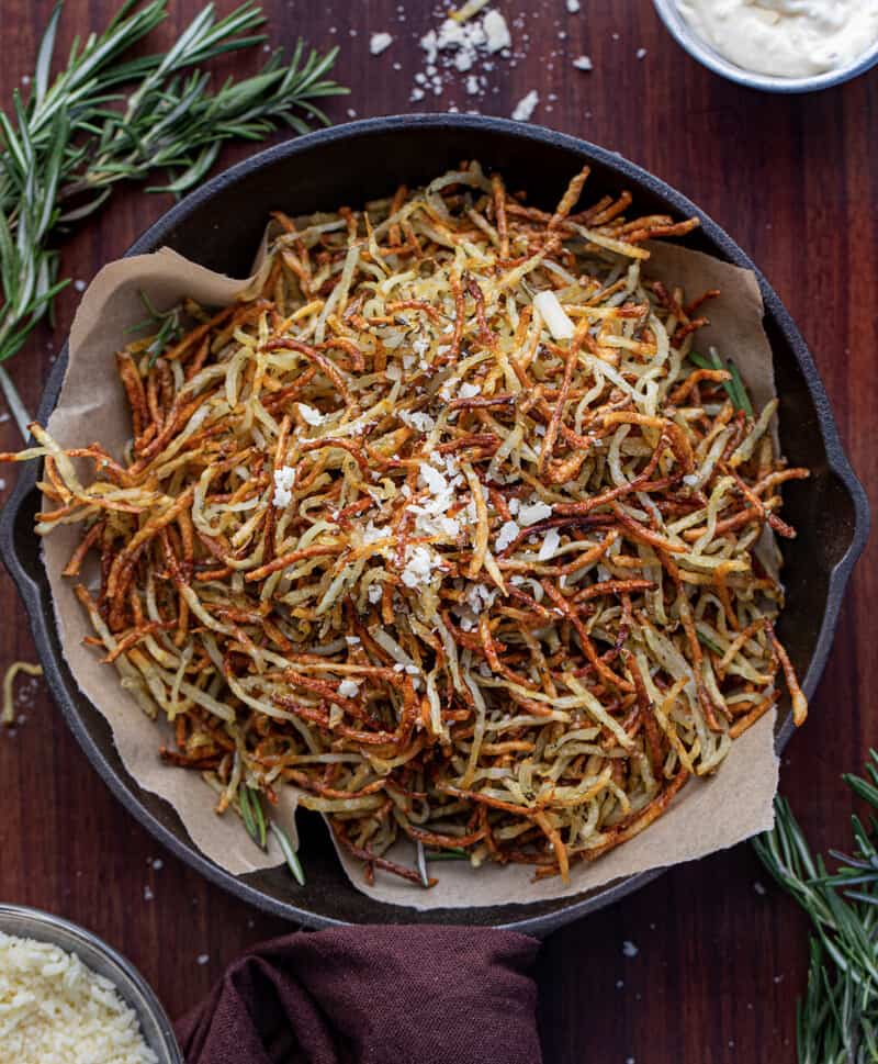 Baked Parmesan Rosemary Shoestring Fries {VIDEO} I Am Homesteader