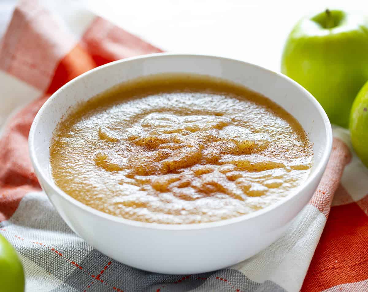 Bowl of Homemade Apple Sauce with a touch of Cinnamon