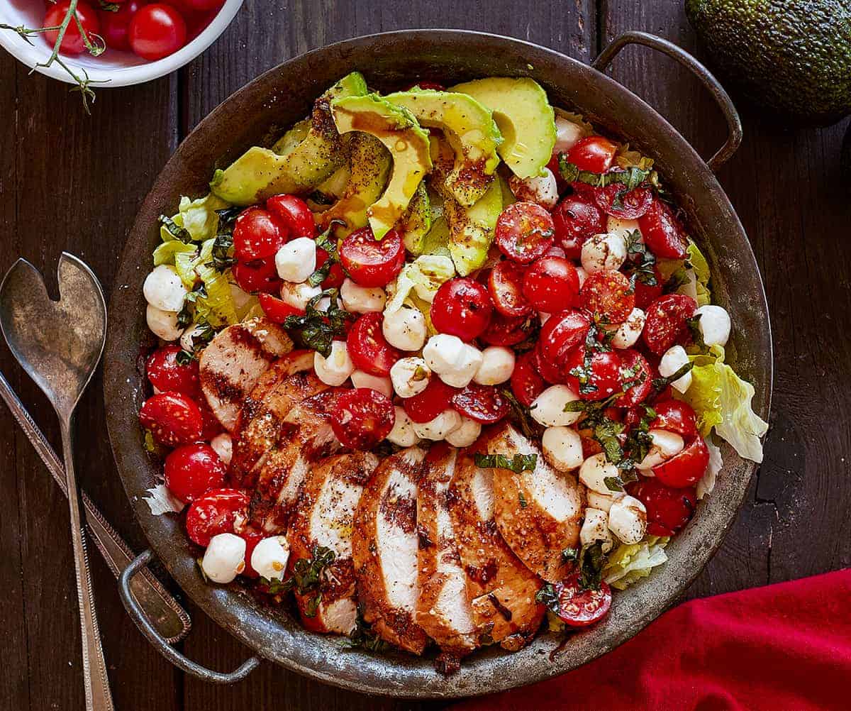 Chicken Caprese Salad in Bowl