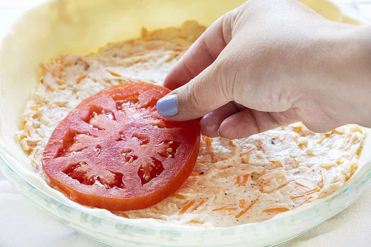 Layering Tomatoes in a Tomato Pie