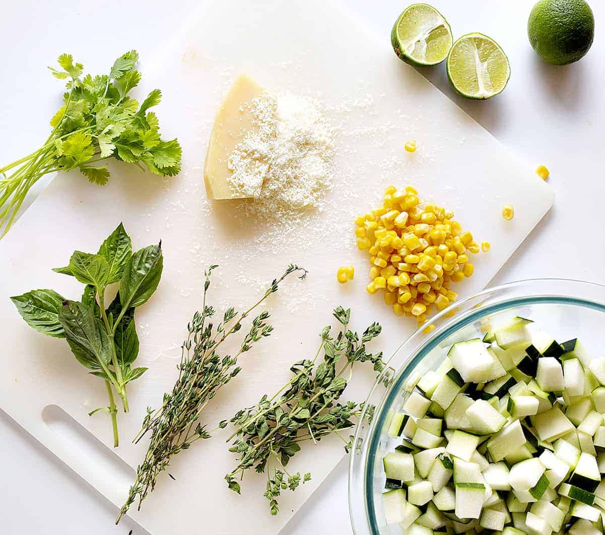 Ingredients for Parmesan Zucchini Corn