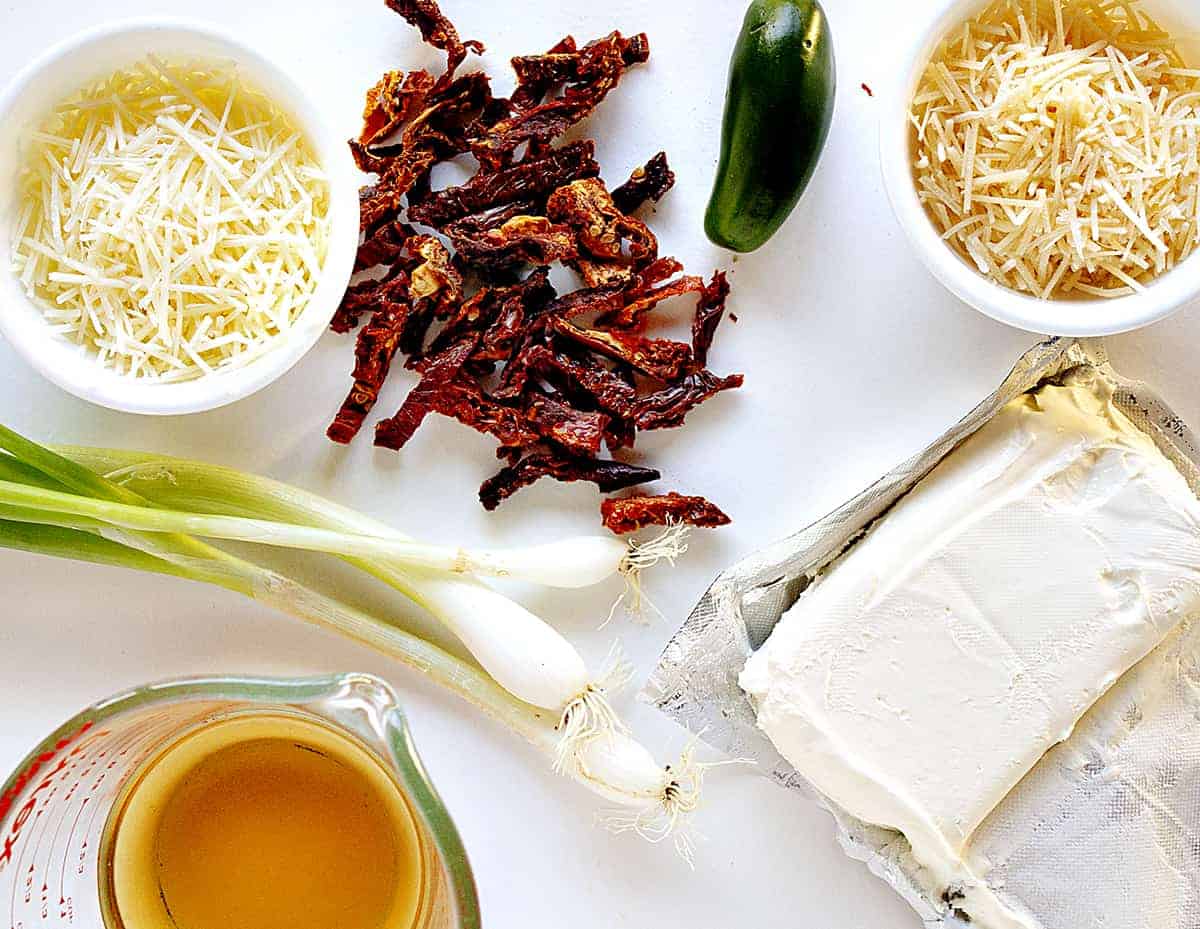 Ingredients for SunDried Tomato Skillet Dip