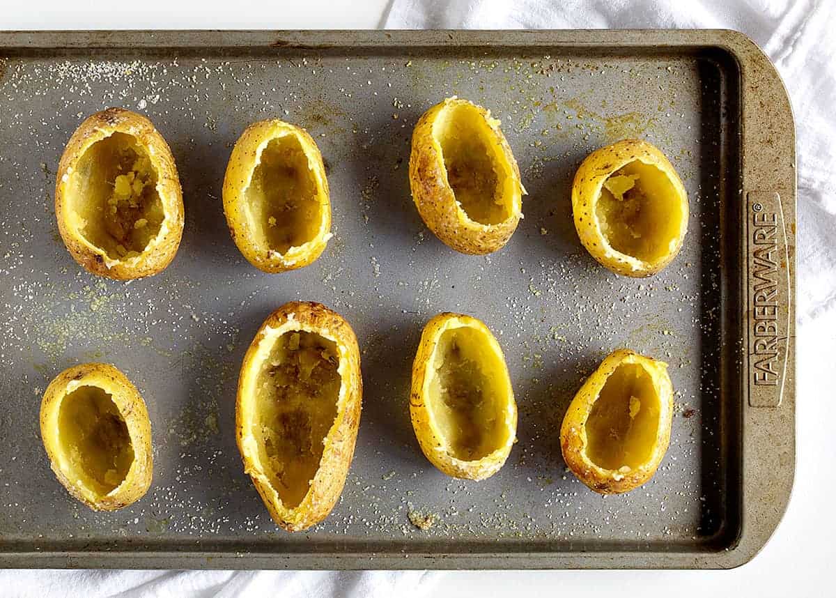 Hollowed out baked potatoes for Twice Baked Potatoes