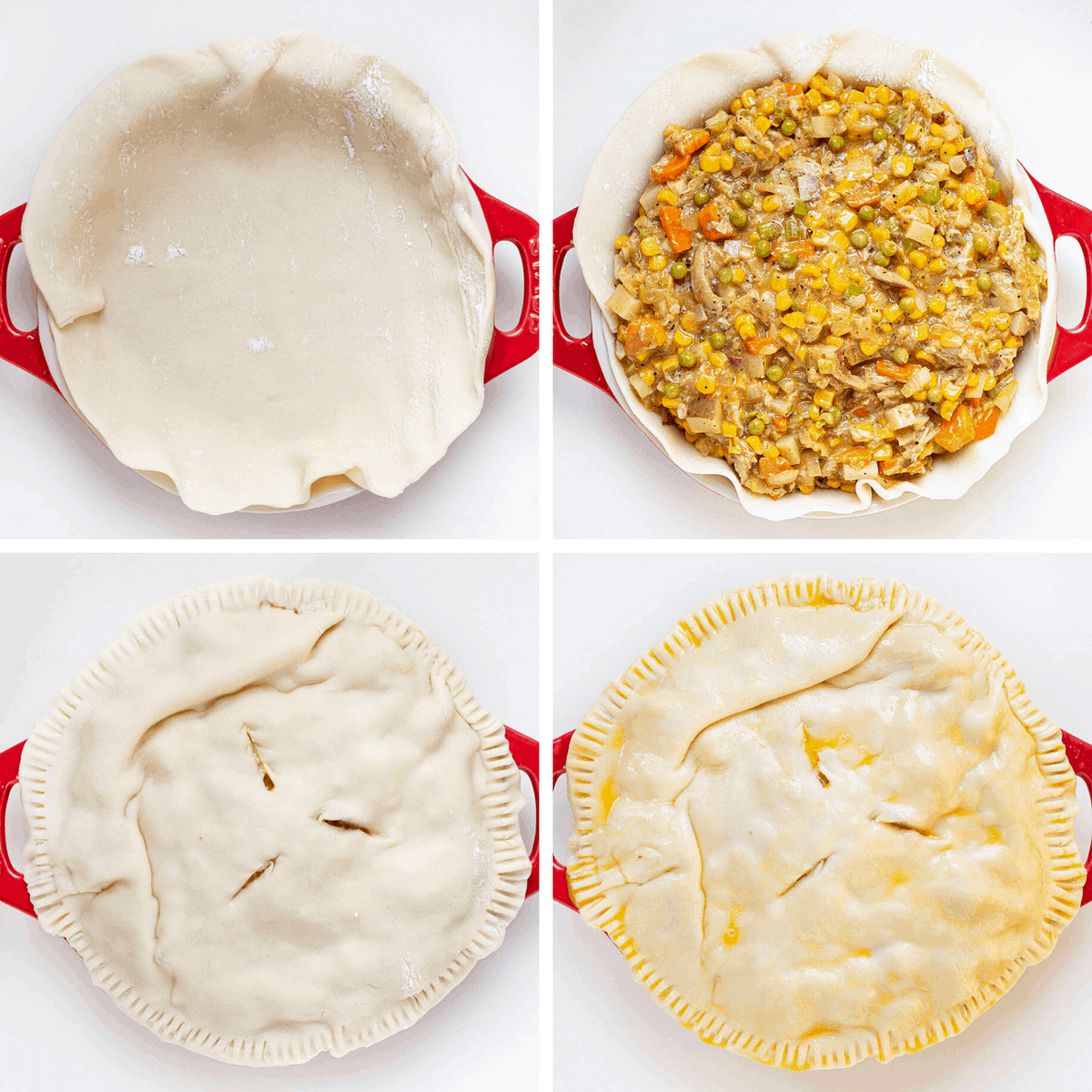 Steps on how to make a chicken pot pie