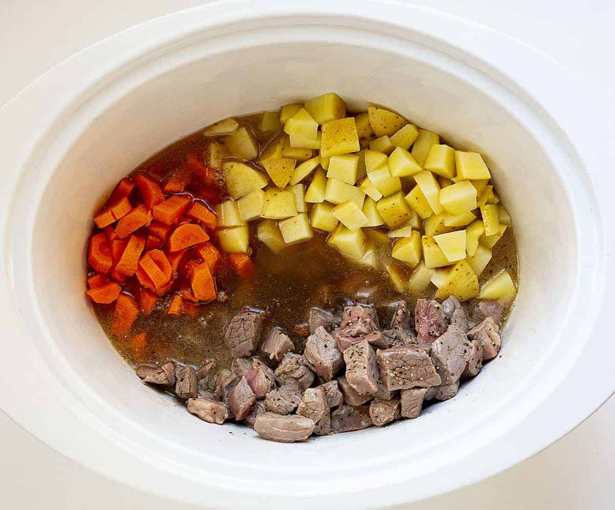 Raw ingredients for Crockpot Beef Pot Pie 