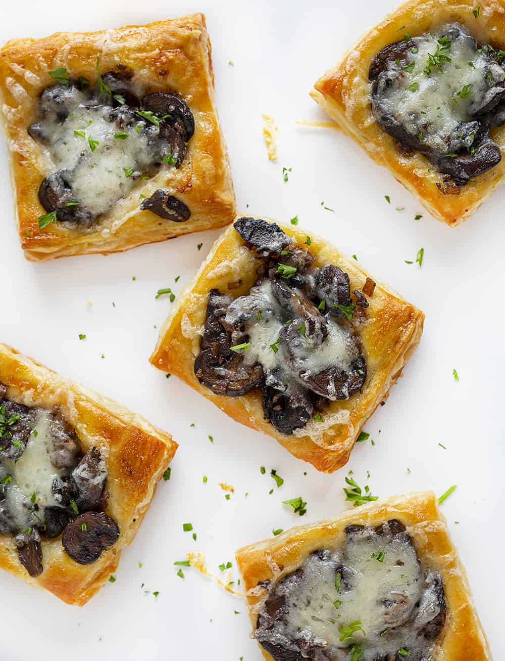 Overhead view of Cheesy Mushroom Pastries