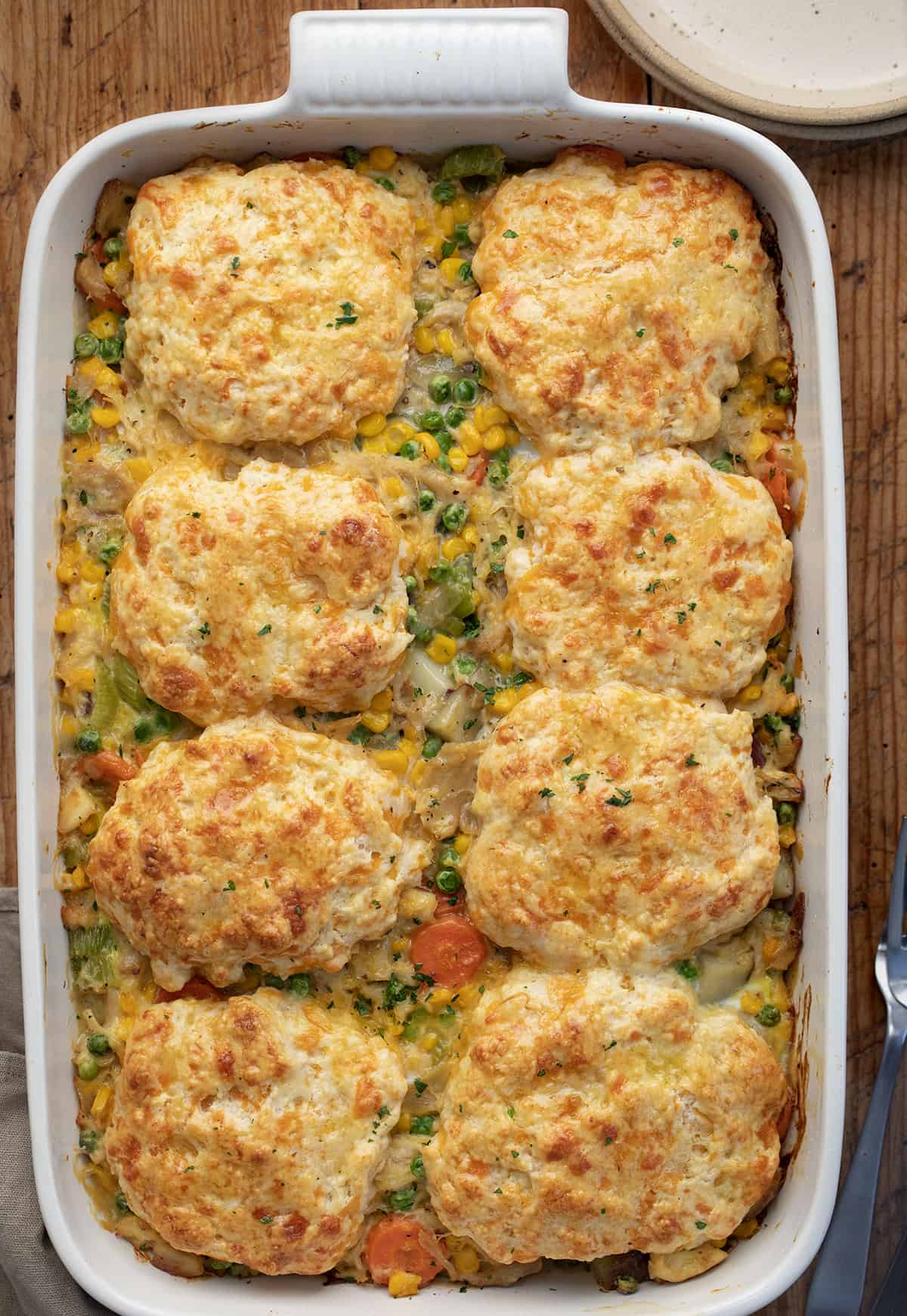 Fully Baked Chicken Pot Pie Casserole.