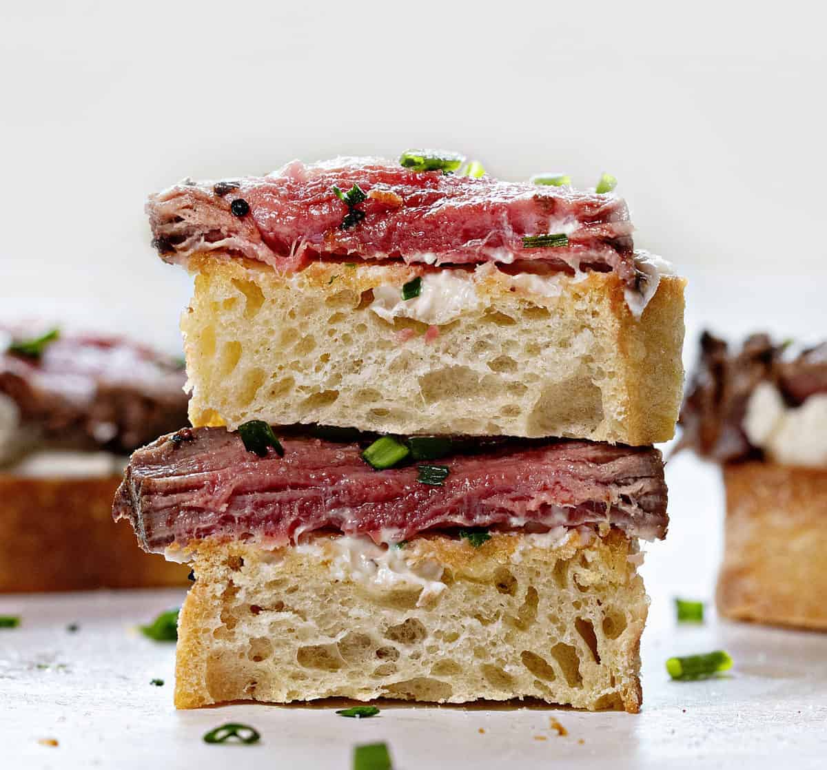 Cut in Half portion of Beef Tenderloin Baguette