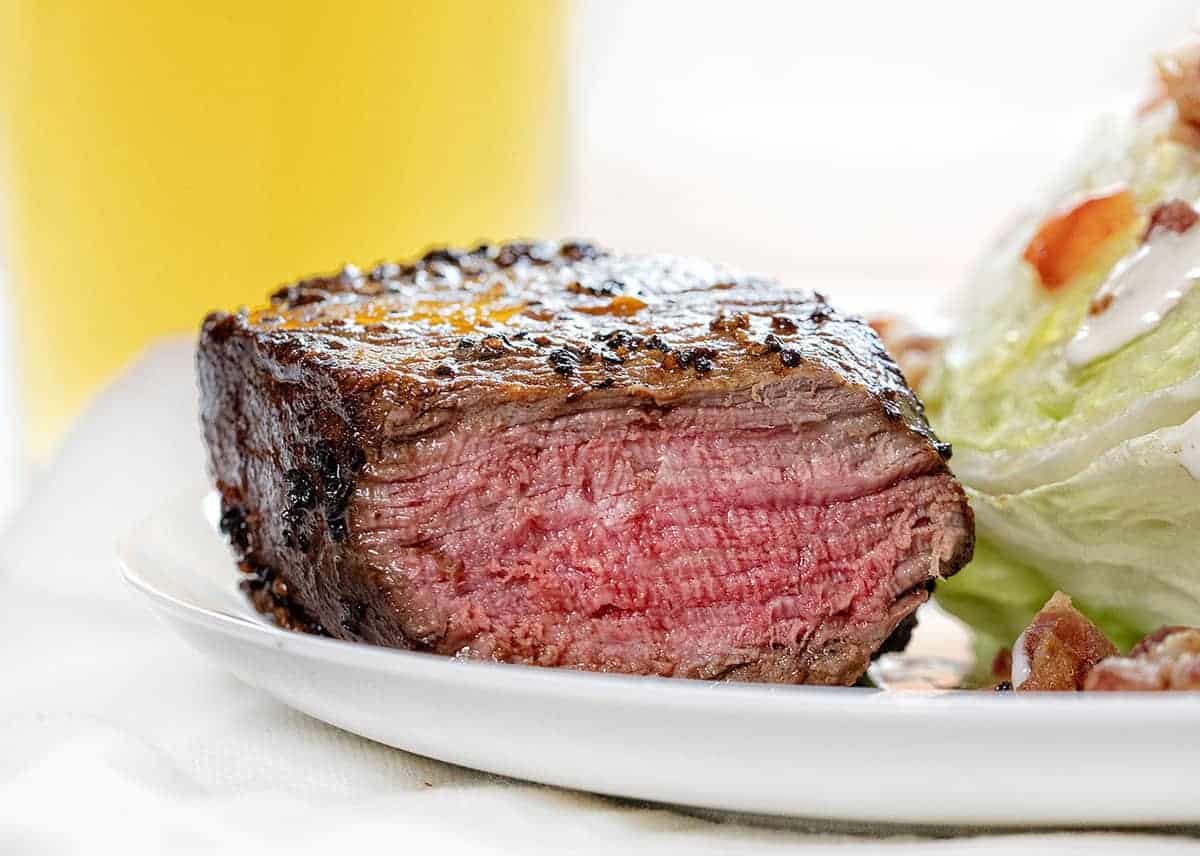 Cut into Pepper Crusted Tenderloin on a Plate