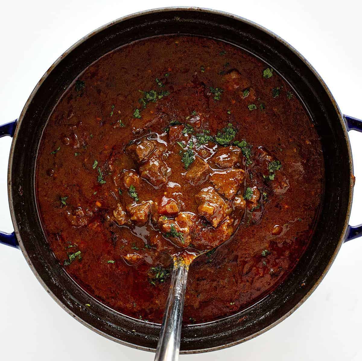 Overhead View of Texas Chili - Bowl of Red