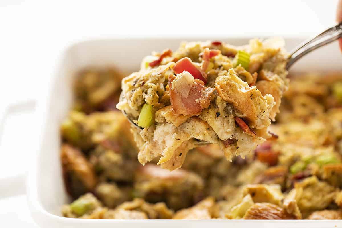 Spoonful of Turkey Bacon Stuffing