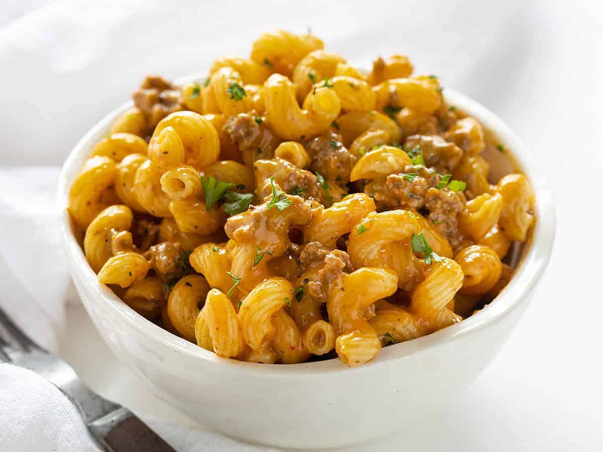 Bowl of Hamburger Macaroni Skillet