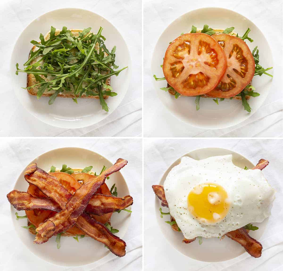 Steps with the Layers of the Fried Egg BLT Sandwich