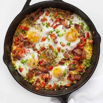 Simple Cheesy Skillet Hash Browns and Eggs
