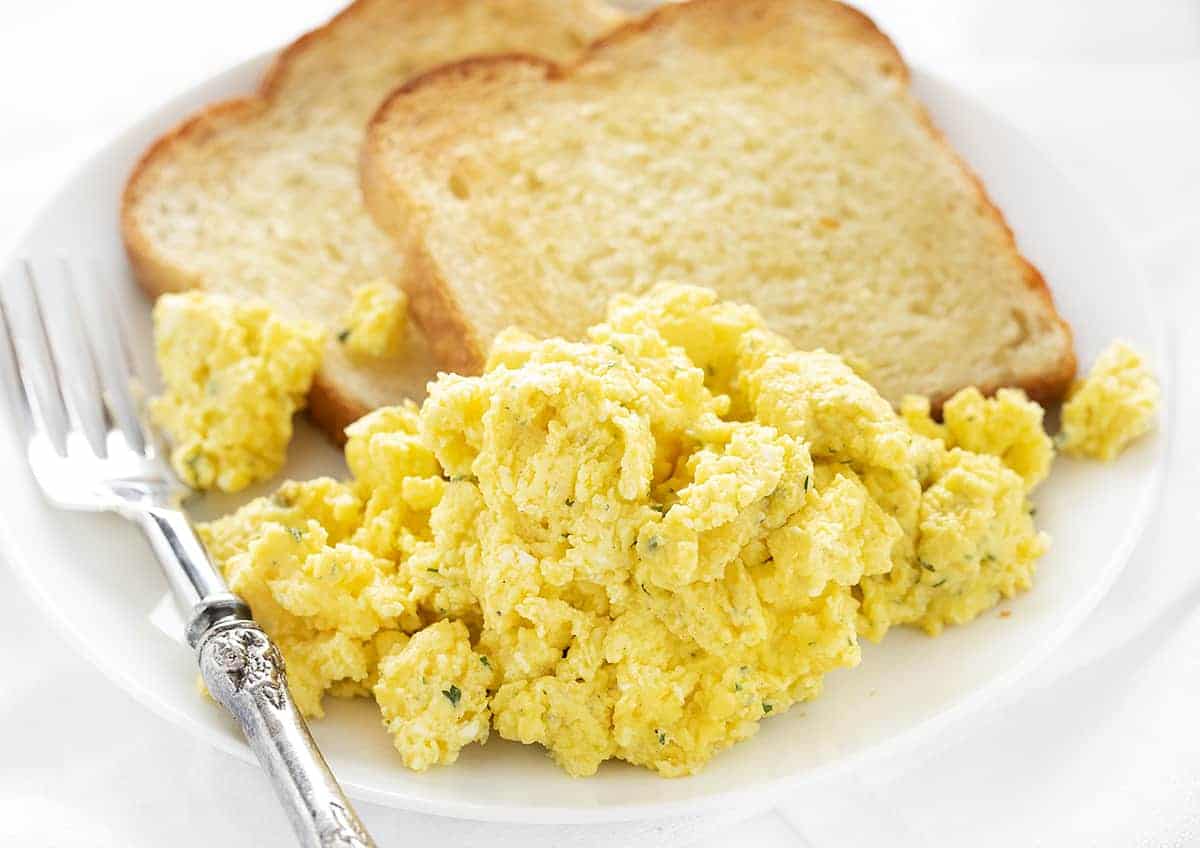 Plate with Buttermilk Ranch Scrambled Eggs and Toast