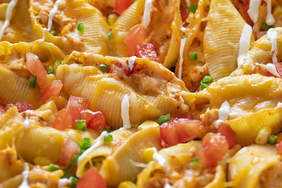 Close Up of Chicken Taco Stuffed Shells