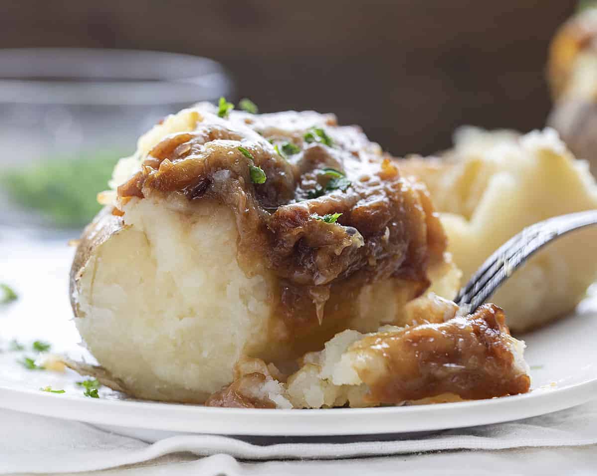 Cut into French Onion Twice Baked Potato