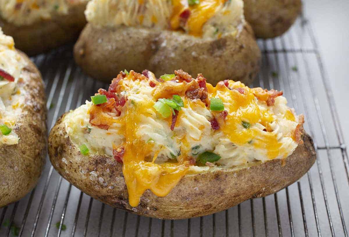 Cheese Dripping out of Jalapeno Popper Twice Baked Potato
