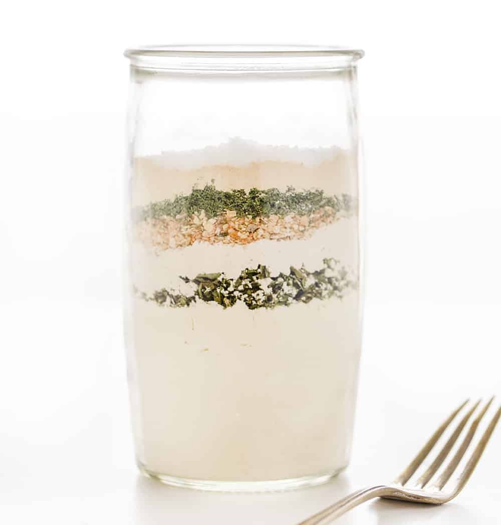 Jar of unmixed Homemade Ranch Seasoning