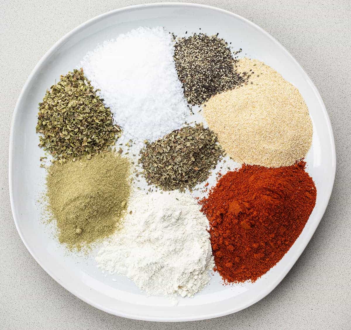 Homemade Blackened Seasoning Recipe Ingredients on a Plate