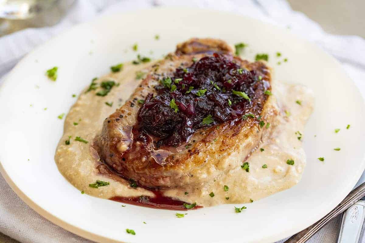 Pork Chops with Creamy Cherry Sauce