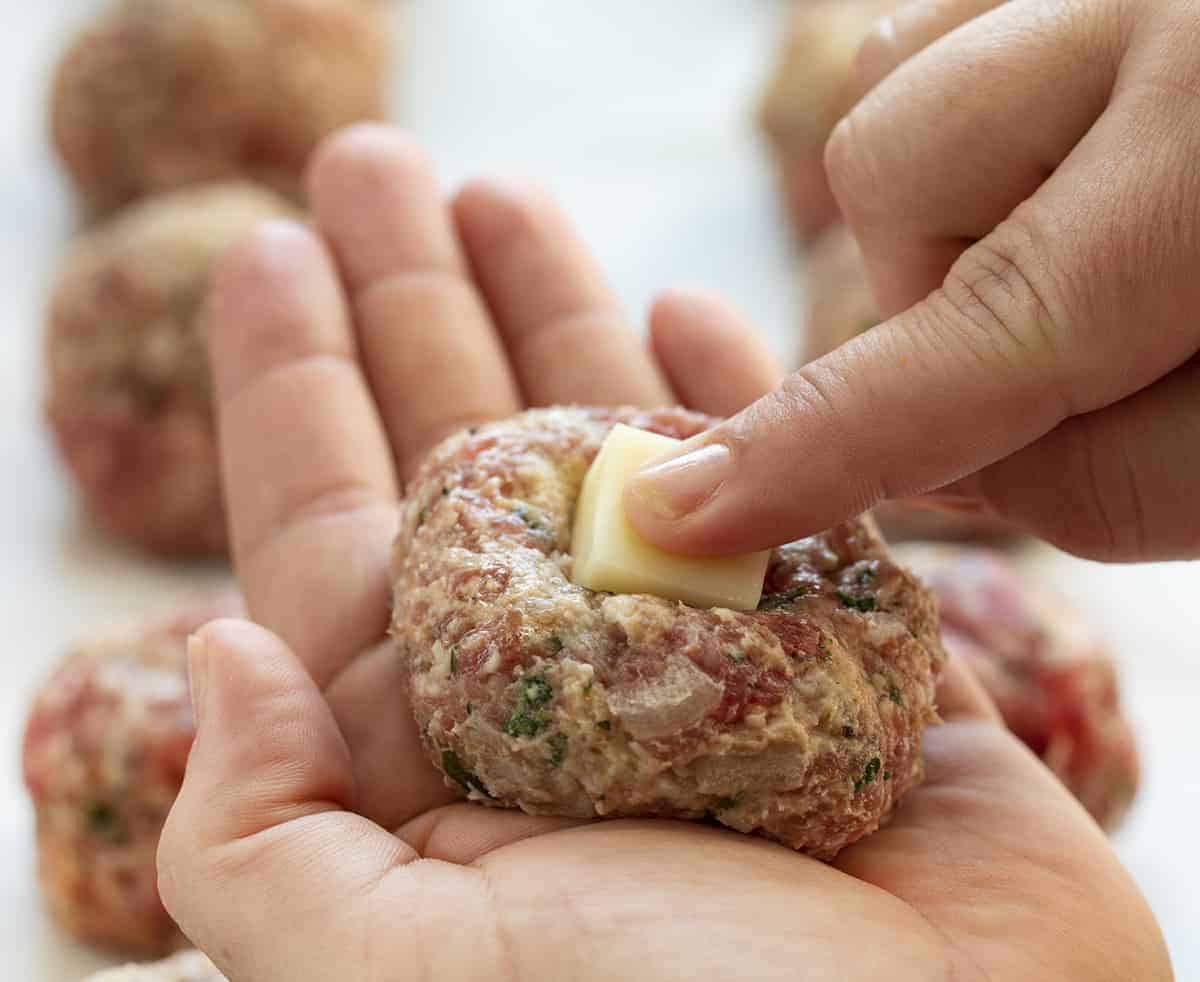 Stuffing Cheese into Meatball