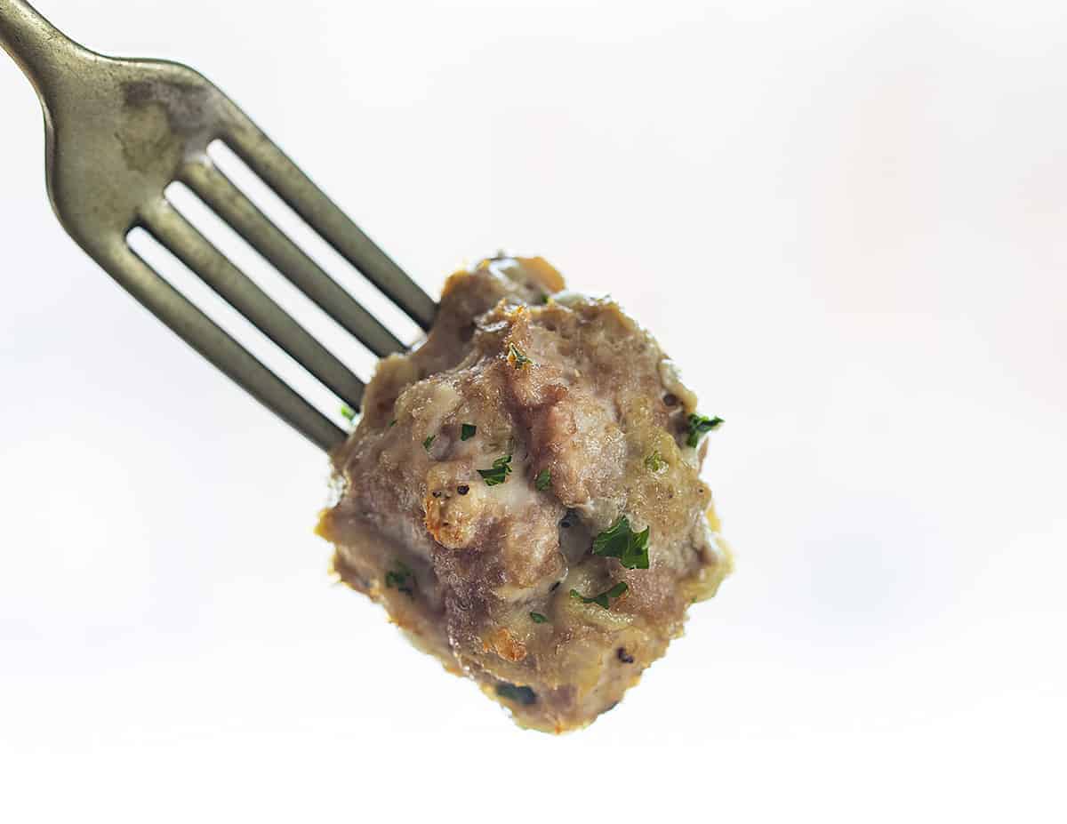 Fork holding Turkey Meatballs