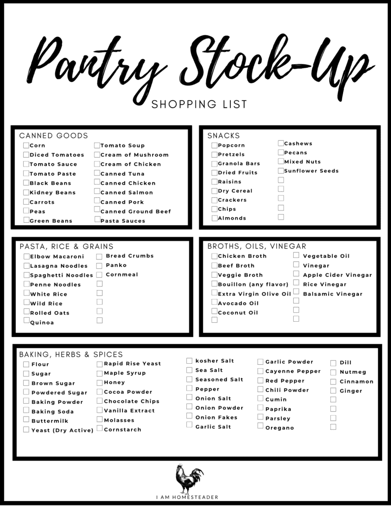 Pantry Stocking Essentials Checklist
