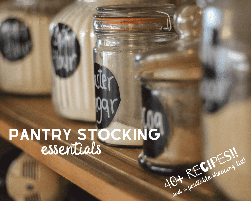 Pantry Essentials - Jars labeled on Shelf