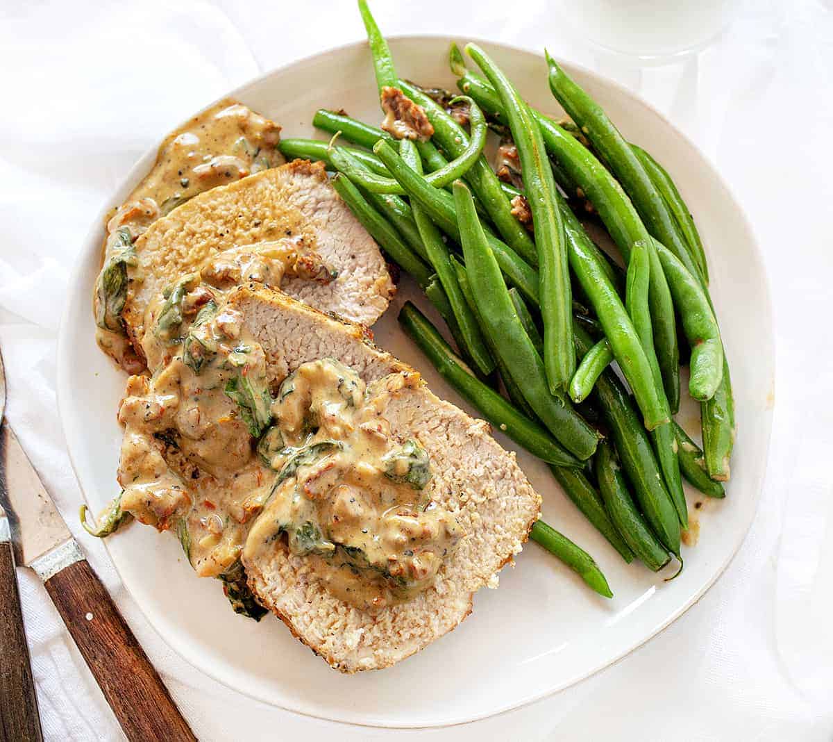 Pork Loin with Roasted Garlic Cream Sauce