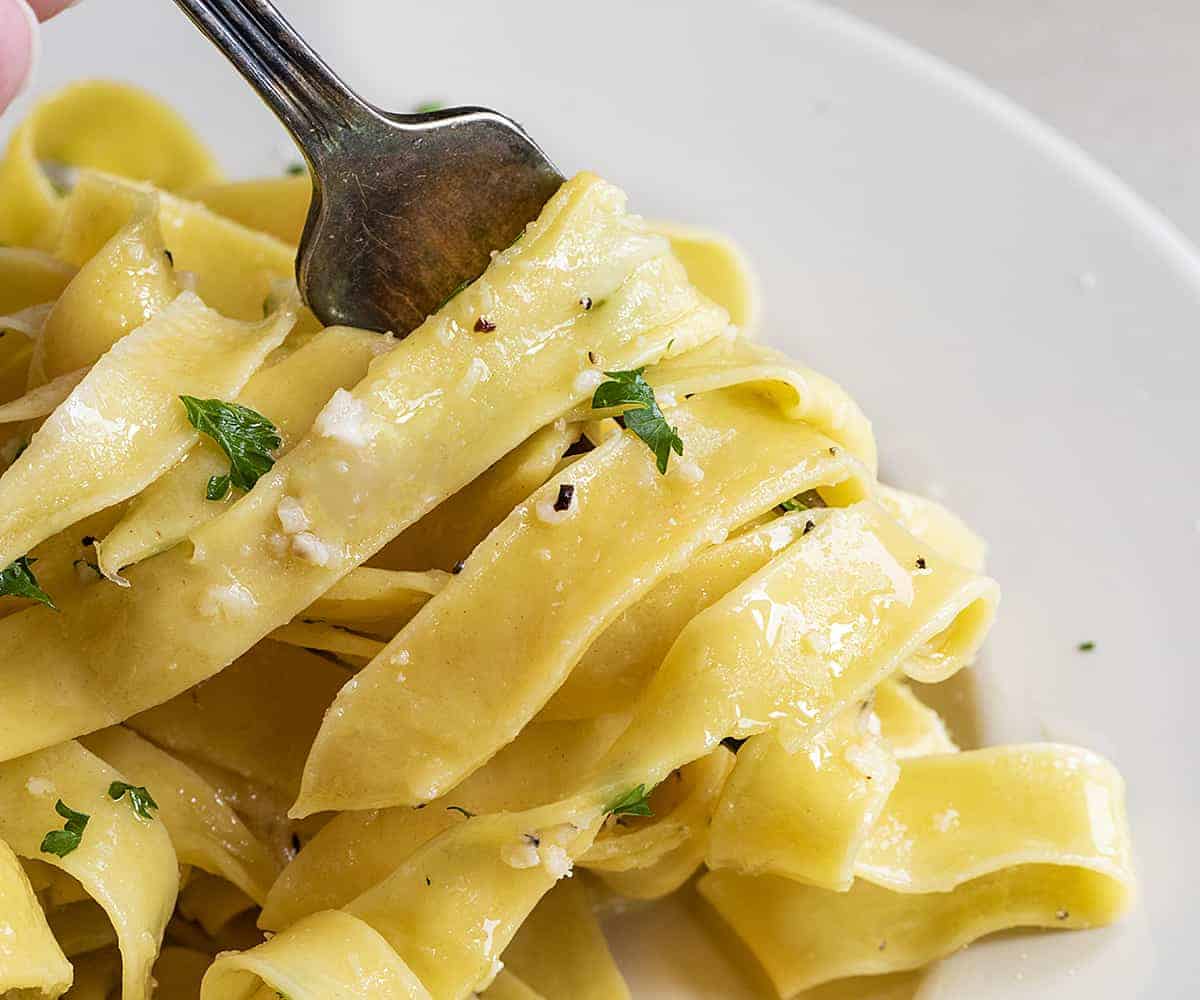 Fork Twirling Sourdough Pasta Noodles