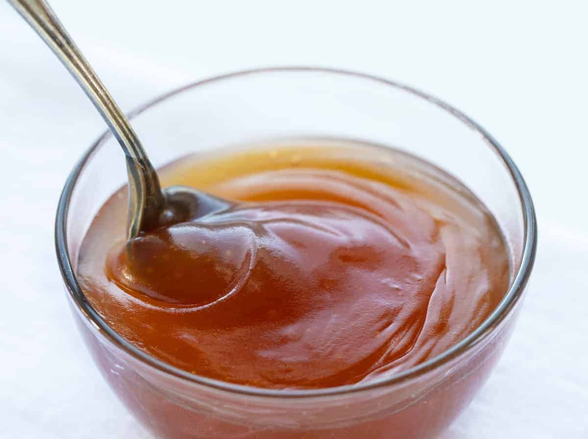 Spoon Stirring Homemade Sweet and Sour Sauce