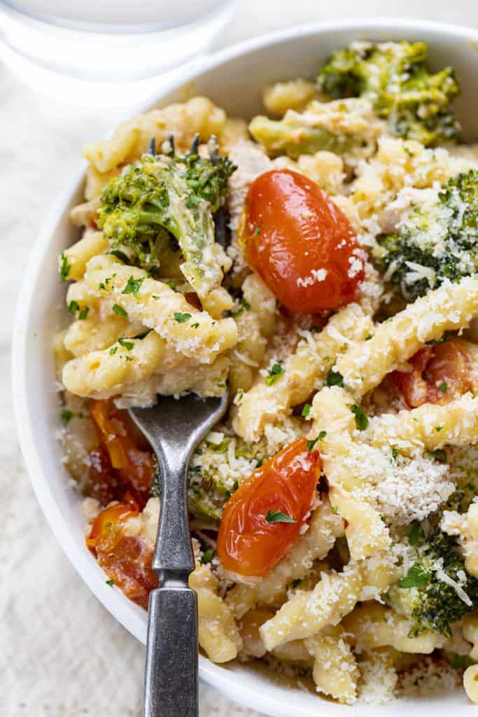 Creamy Chicken Pasta with Roasted Vegetables - I Am Homesteader