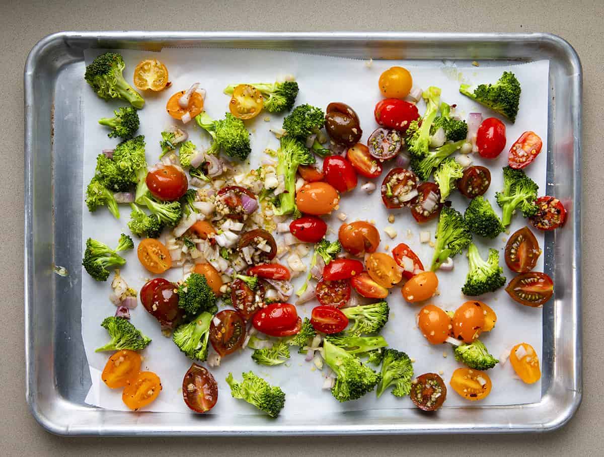 Pan of Ingredients for Roasted Vegetables