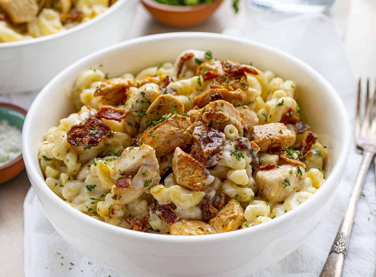 Bowl of Chicken Bacon Ranch Macaroni and Cheese
