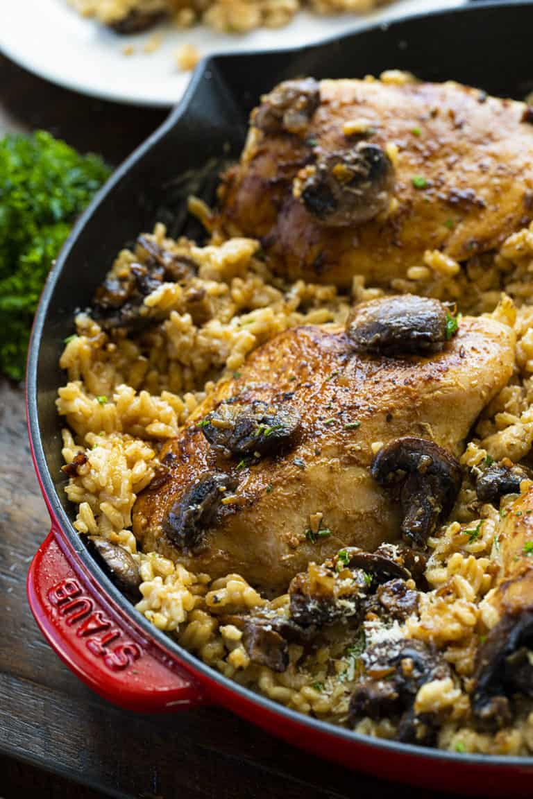 Skillet Chicken and Mushroom Risotto - I Am Homesteader