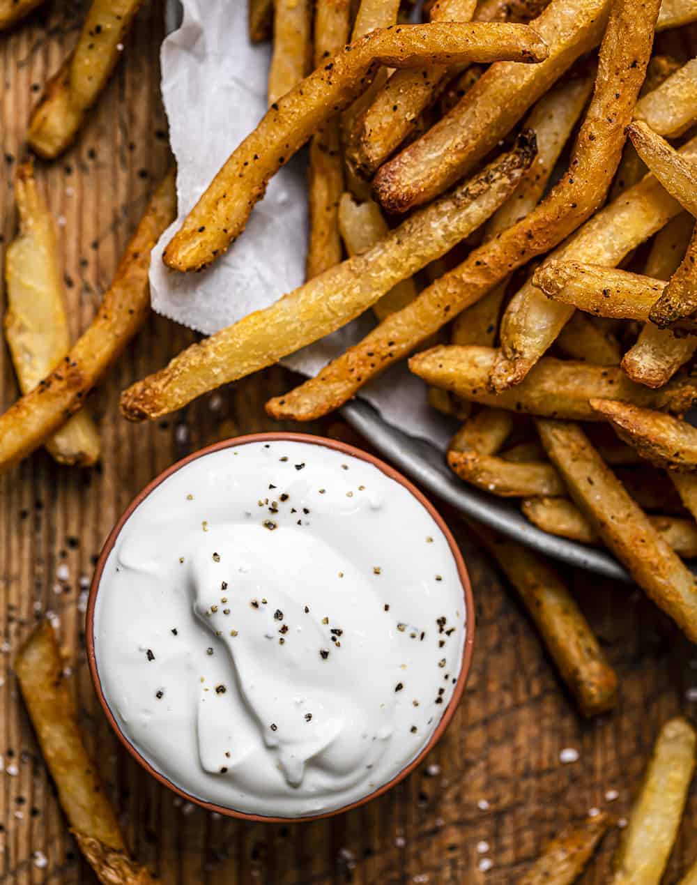 Small Bowl of Garlic Sauce served with French Fries